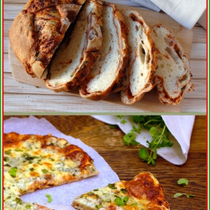 Хлеб и пицца с тремя сырами по-итальянски