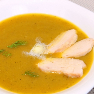 Овощной суп-пюре с куриным филе