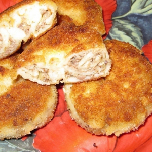 Пирожки Улитки с мясом в блинном тесте