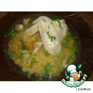 Горох - Гороховый суп с куриными крылышками и шампиньонами