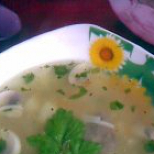 Петрушка - Грибной супец с куриными сердечками