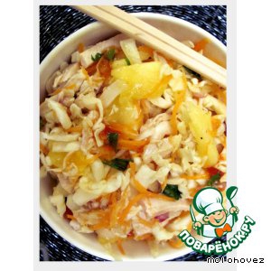 Рецепты вьетнамской кухни - Капустный салат с курицей и манго