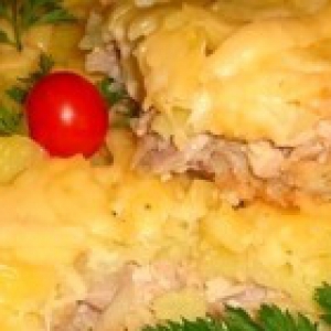 Картофельная запеканка с курицей и крекером