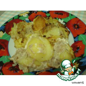 Сметана - Картофельная   запеканка  с  тунцом