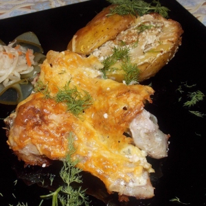 Майонез - Курица с фаршированным картофелем