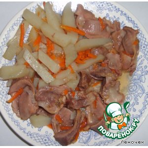 Рецепты белорусской кухни - Куриные желудки в горшочке