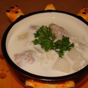 Супы из мяса и мясопродуктов - Молочный супчик с фрикадельками