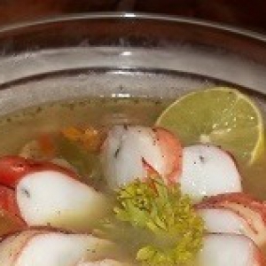 Лайм - Овощной суп с креветками