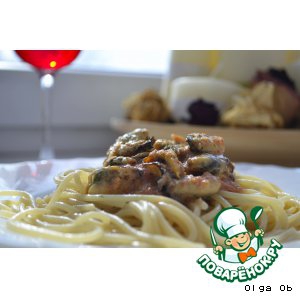 Масло оливковое - Постная паста  с мидиями