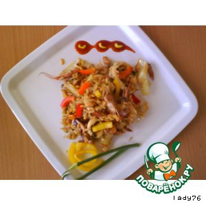 Лук репчатый - Рис с морепродуктами
