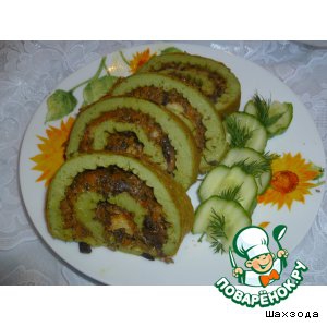 Рулет с брокколи и грибами