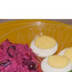 Фасоль - Салат из свеклы с копченой курицей