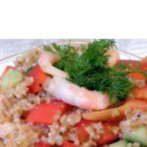 Огурец - Салат с овощами, креветками и ячкой