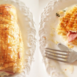 Тесто - Слоеный пирог с ветчиной, сыром и шпинатом