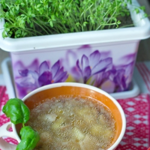 Рецепты - Суп фасолевый с белыми грибами