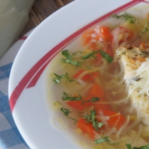 Рецепты - Суп из лука-порея с запеченным рисом