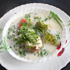 Налим - Суп из налима с брокколи и сливками