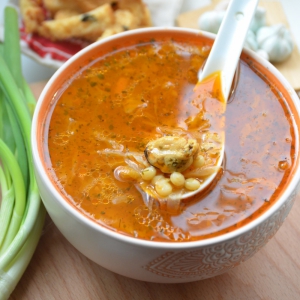 Рецепты - Суп с мидиями и пастой птитим