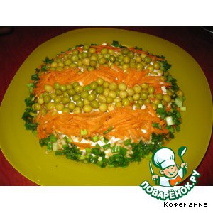 Лук зеленый - Свекольный салат в полоску