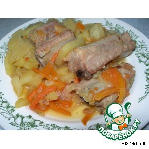 Рецепты - Свиные ребрышки с овощами
