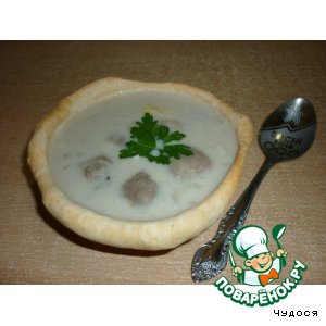 Грибы - Сырный супчик с грибами в съедобных тарелочках