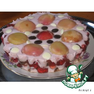 Рецепты - Торт-десерт с персиками и земляникой