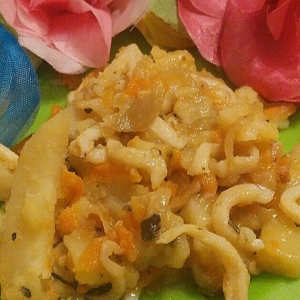 Кальмар - Тушеный картофель с кальмарами