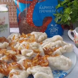 Тесто - Ушки с гречкой и грибами