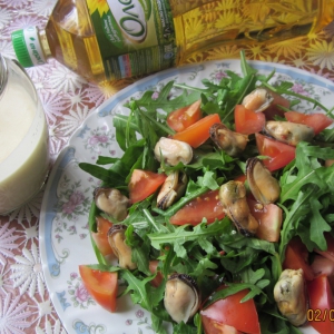 Рецепты - Яблочный постный майонез и салат с мидиями