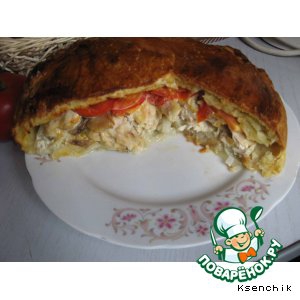 Шампиньон - Закрытый пирог с курицей, грибами и сыром