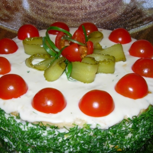 Майонез - Закусочный торт Наполеон с ветчиной и сыром