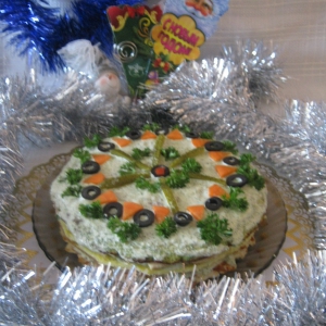 Брокколи - Закусочный торт Новогодний калейдоскоп