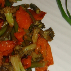 Рецепты - Запеченная тыква с брокколи и зеленой фасолью в китайском стиле
