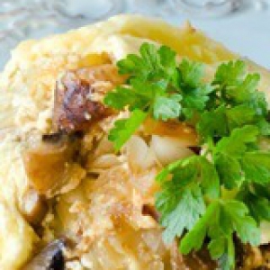 Сыр - Запеканка из молодой капусты с грибами