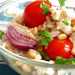 Салат из риса с печеными помидорами, брынзой и кедровыми орешками. Шаг 2.